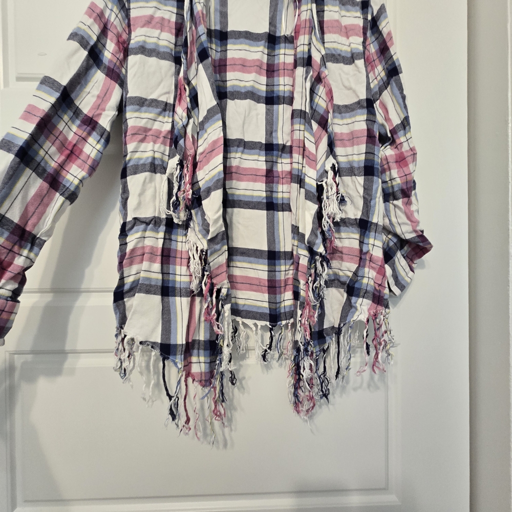 Willow & Clay Multicolor Plaid Shirt with Fringe